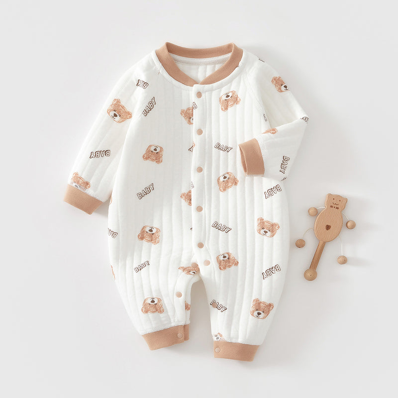 Combinaison Bébé Imprimé Ourson — Pyjama Coton Épais