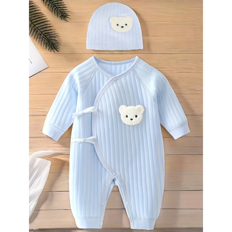 All-Season Bear Romper — with Matching Hat