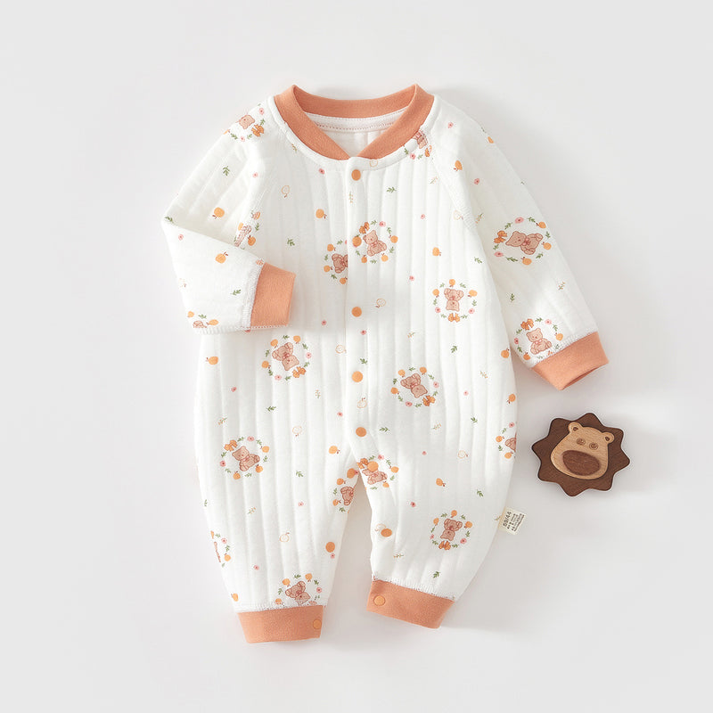 Combinaison Bébé Imprimé Ourson — Pyjama Coton Épais