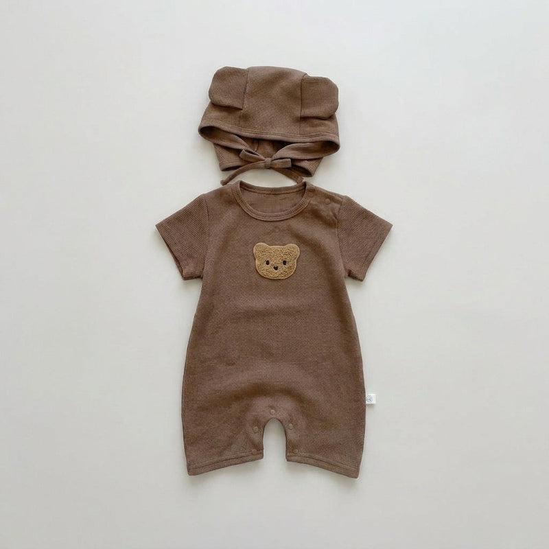 Body Été Gaufré Ourson — avec Bonnet à Oreilles