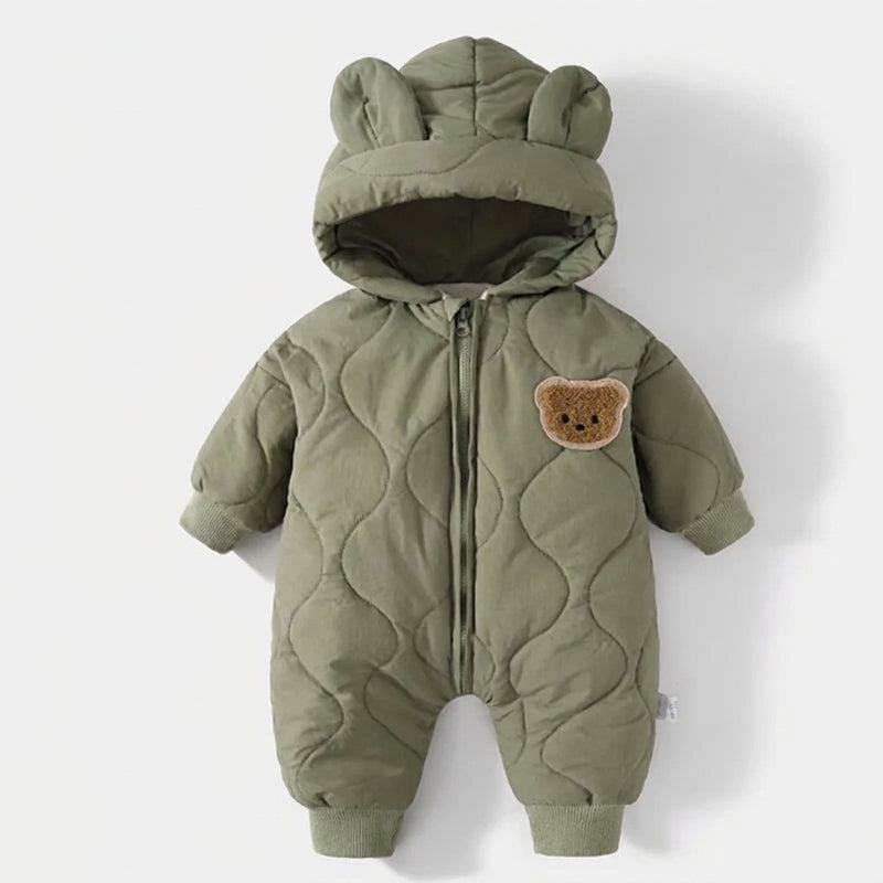 Bear Snowsuit — Fleece-Lined Winter Romper