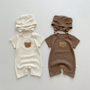 Body Été Gaufré Ourson — avec Bonnet à Oreilles