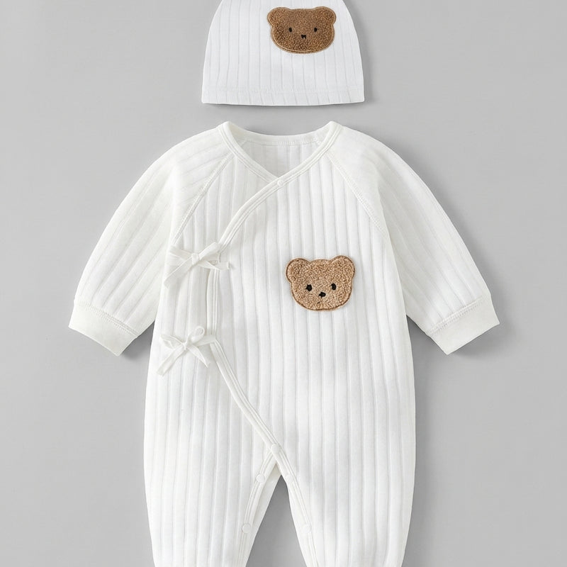 All-Season Bear Romper — with Matching Hat