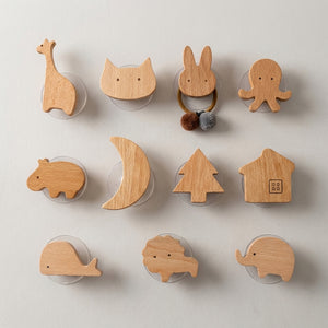 Boutons & Crochets de Tiroir Animaux en Bois — Lot