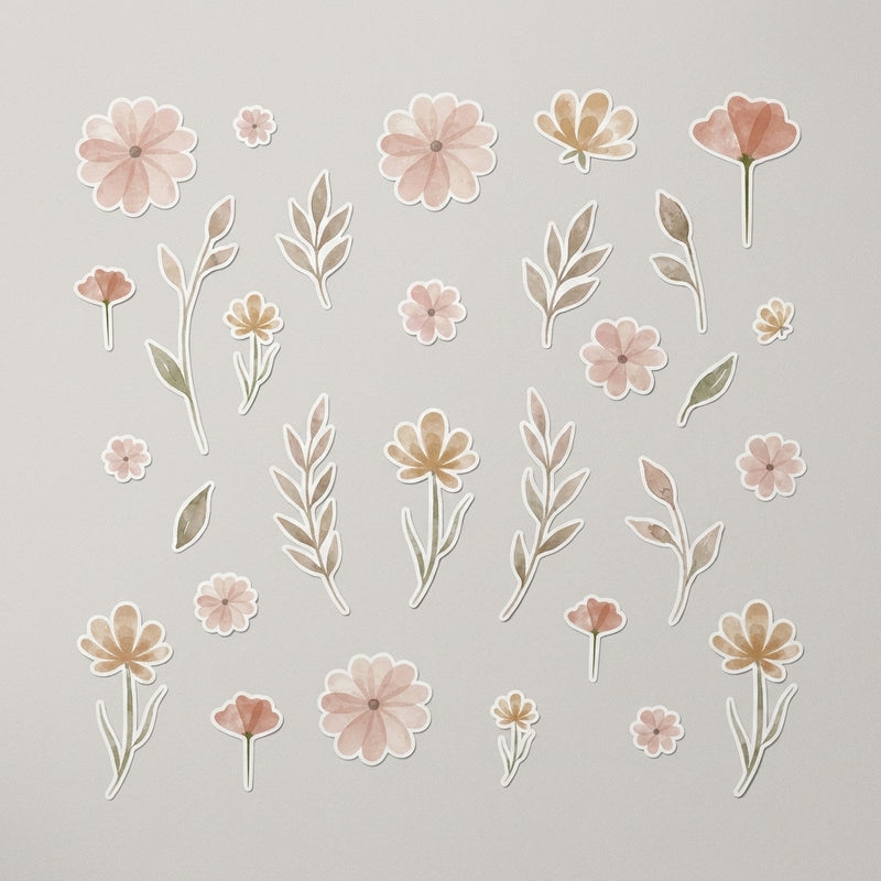 Boho Watercolor Flower Wall Stickers — Removable