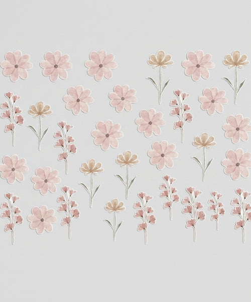 Stickers Muraux Floraux Aquarelle — Lot de 28