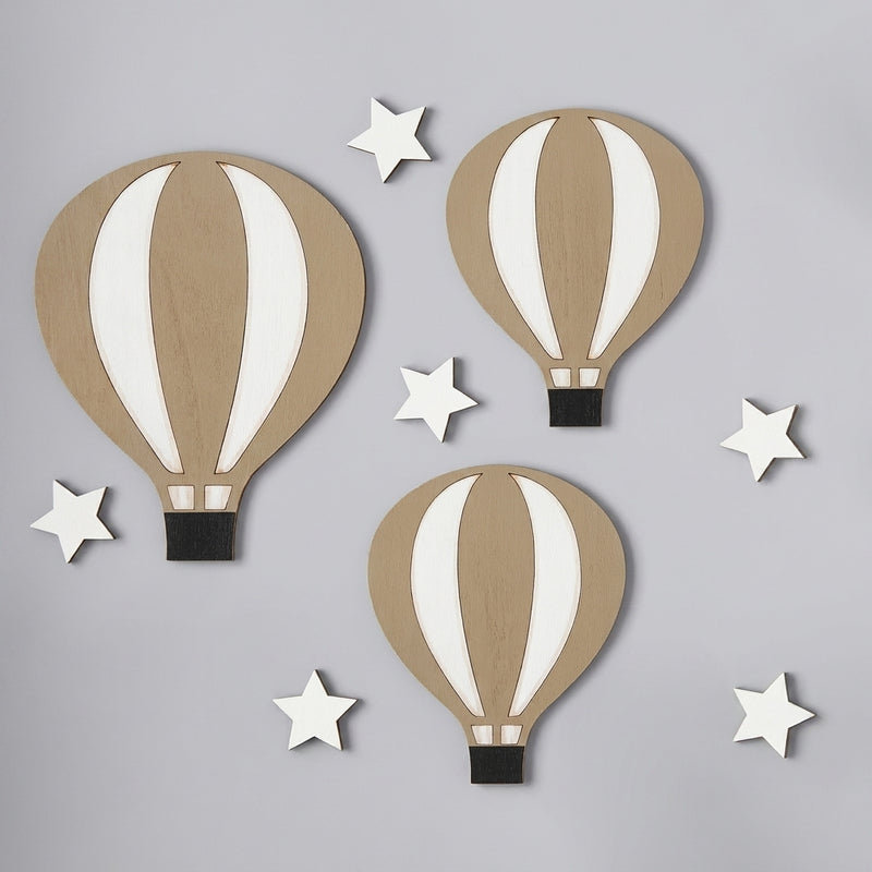 Décoration Murale en Bois — Montgolfières Rustiques