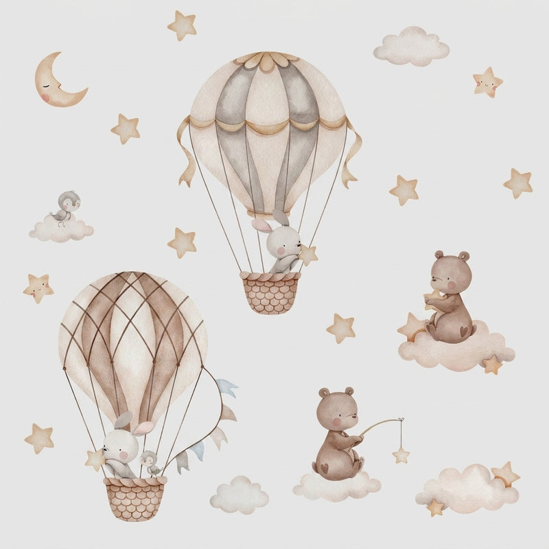 Hot Air Balloon & Animal Wall Stickers — Bedroom Decor