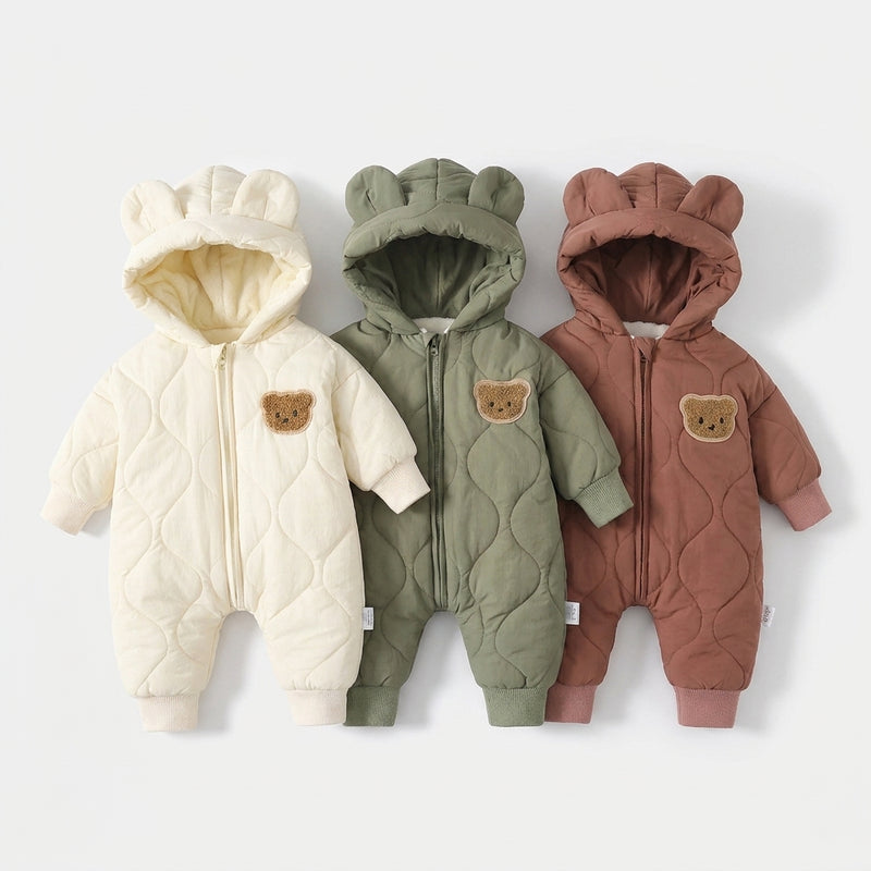 Bear Snowsuit — Fleece-Lined Winter Romper