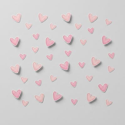 Stickers Muraux Cœurs Roses — Lot de 60