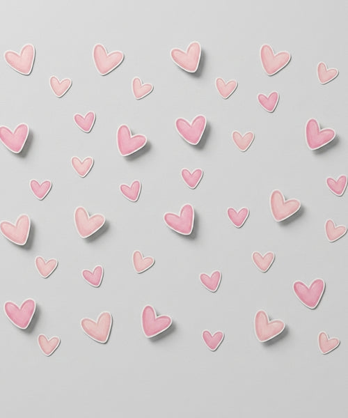 Stickers Muraux Cœurs Roses — Lot de 60