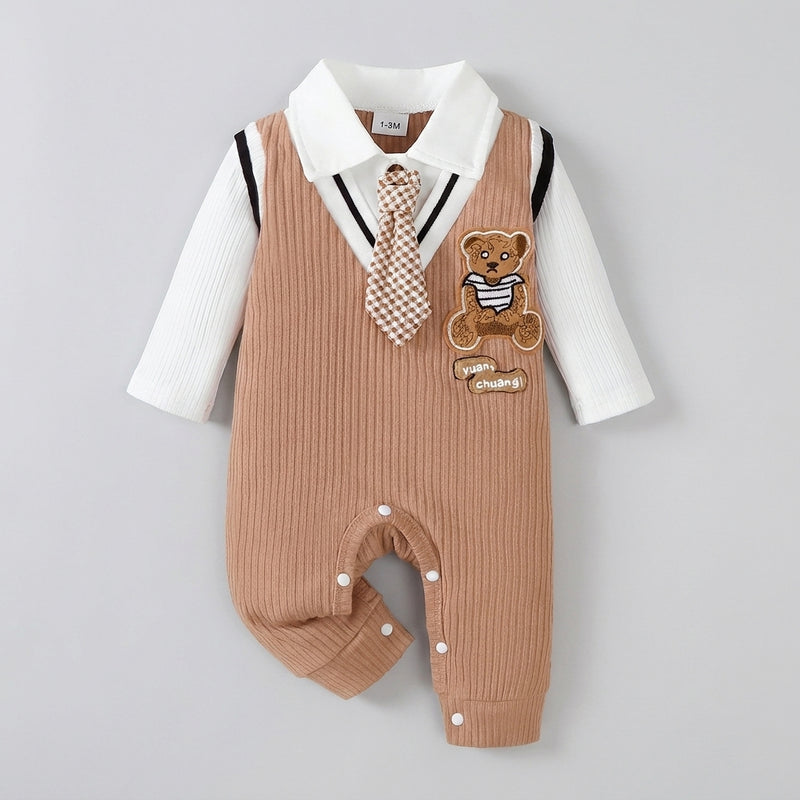 Little Gentleman Bear Jumpsuit — Special Occasion Outfit