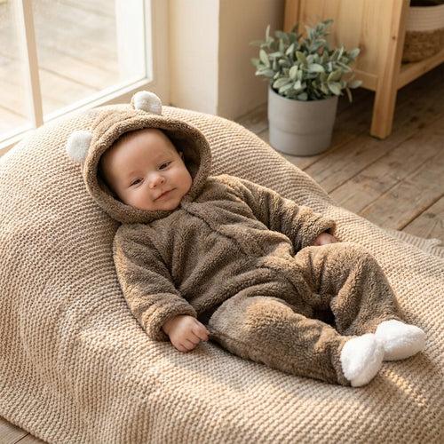 Bear Fleece Romper — Cosy Baby Sleepsuit