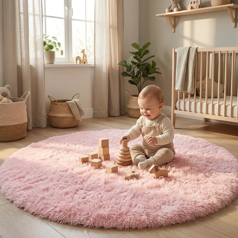Fluffy Round Rug — Kids' Room Decor