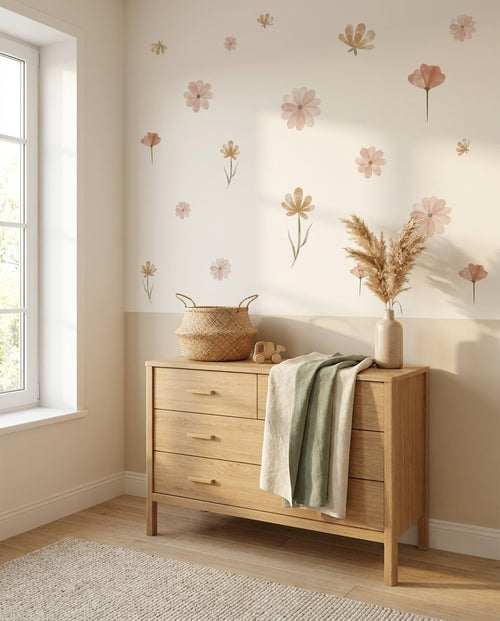 Boho Watercolor Flower Wall Stickers — Removable