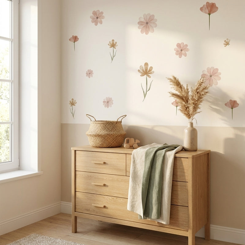 Boho Watercolor Flower Wall Stickers — Removable