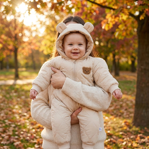 Bear Snowsuit — Fleece-Lined Winter Romper