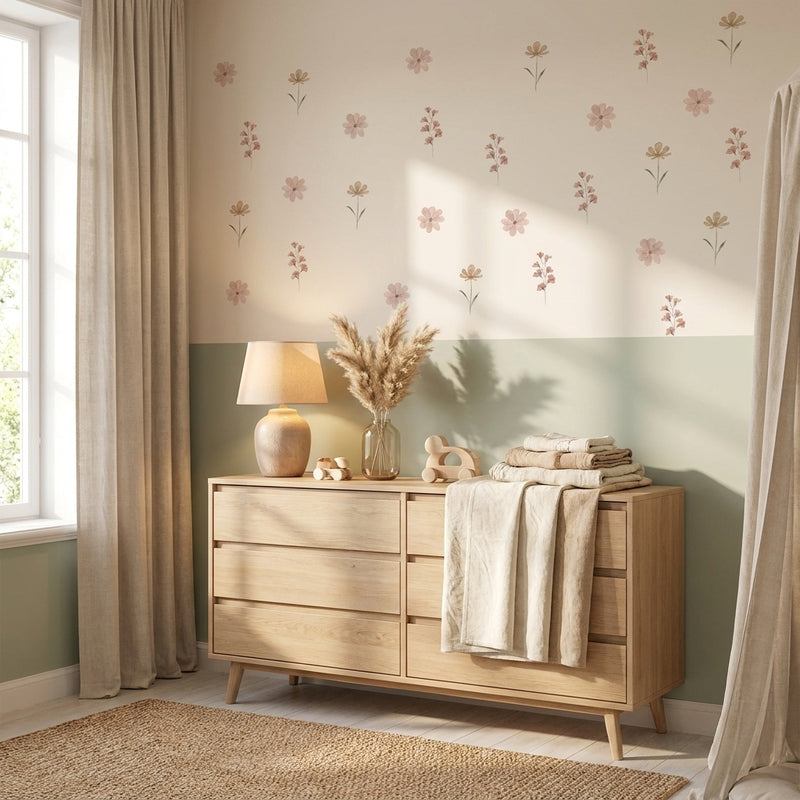 Watercolor Floral Wall Decals — Set of 28
