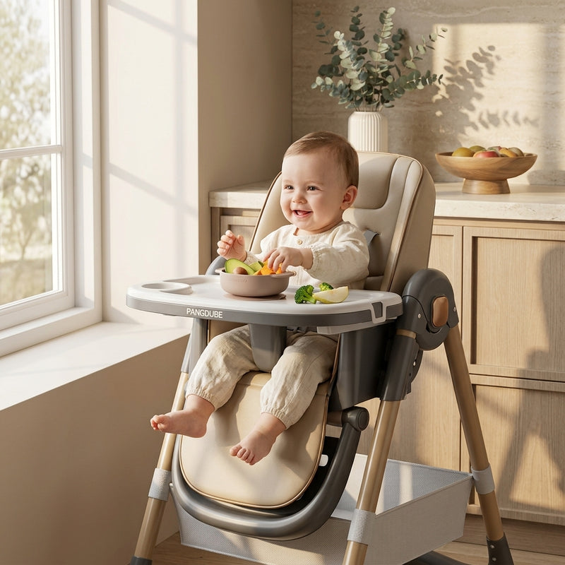 Reclining High Chair with Wheels — Foldable