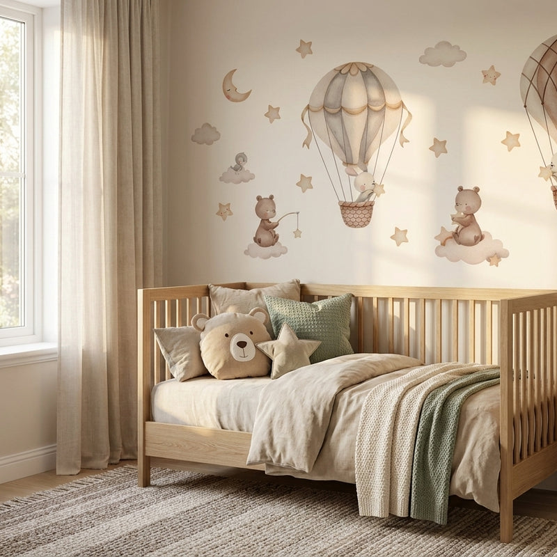 Hot Air Balloon & Animal Wall Stickers — Bedroom Decor
