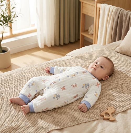 Baby Bear-Print Jumpsuit — Thick Cotton Romper