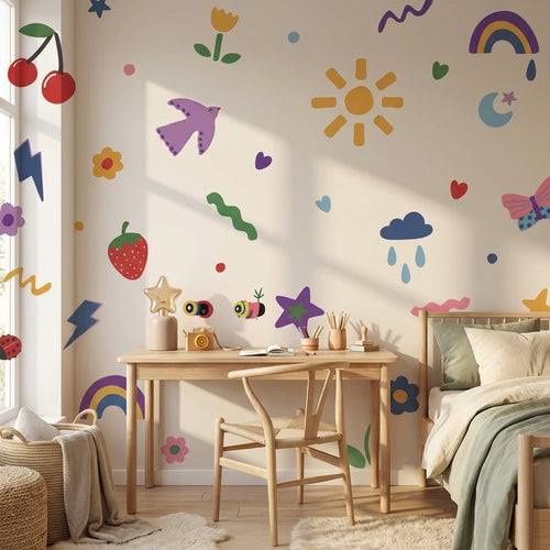 Colorful Doodle Wall Stickers — Removable