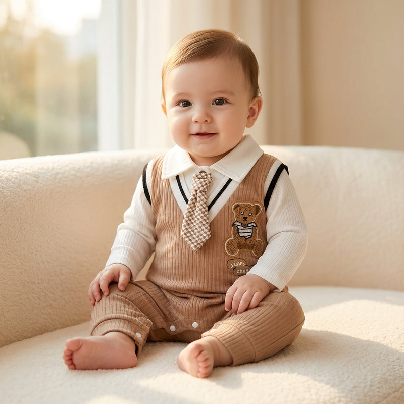 Little Gentleman Bear Jumpsuit — Special Occasion Outfit