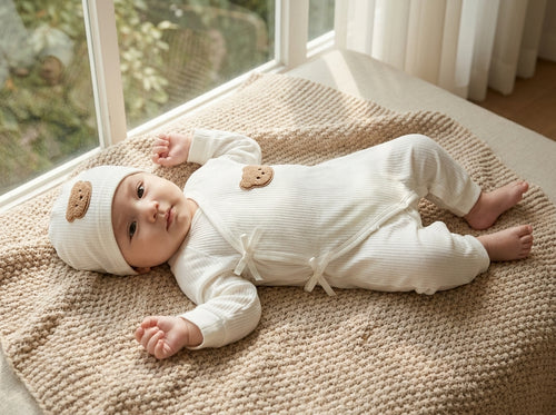 All-Season Bear Romper — with Matching Hat