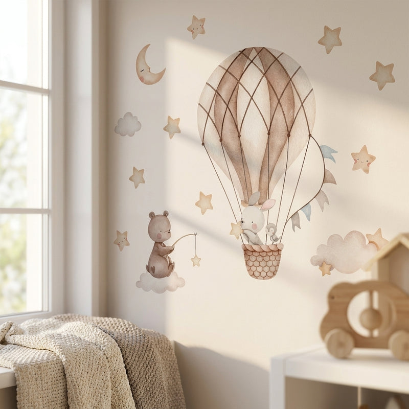 Hot Air Balloon & Animal Wall Stickers — Bedroom Decor