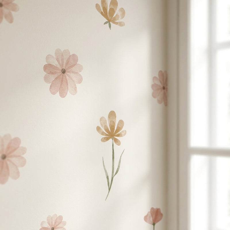 Boho Watercolor Flower Wall Stickers — Removable
