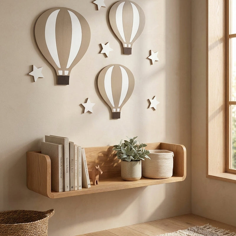 Décoration Murale en Bois — Montgolfières Rustiques