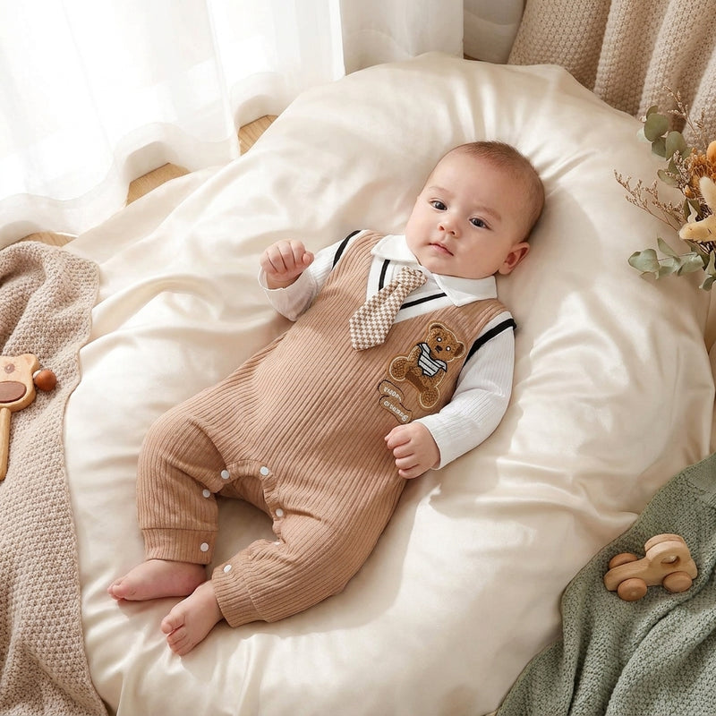 Little Gentleman Bear Jumpsuit — Special Occasion Outfit