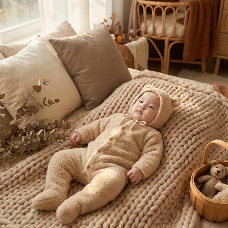 Plush Velvet Bear Jumpsuit — Autumn/Winter Softness