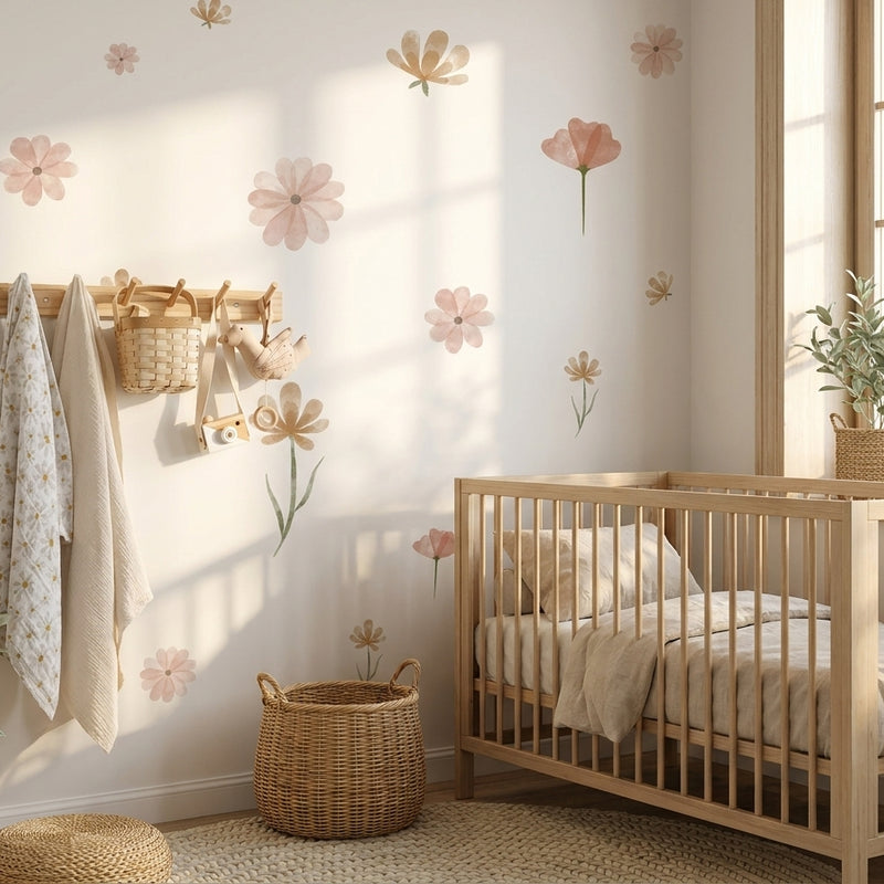 Boho Watercolor Flower Wall Stickers — Removable