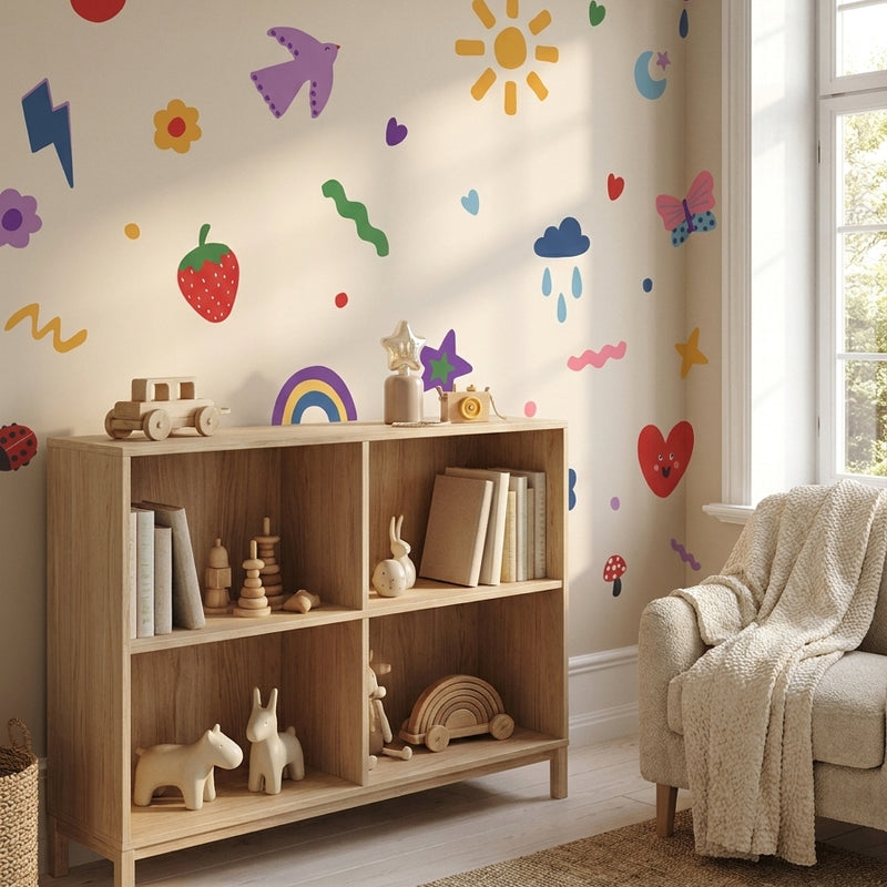 Colorful Doodle Wall Stickers — Removable