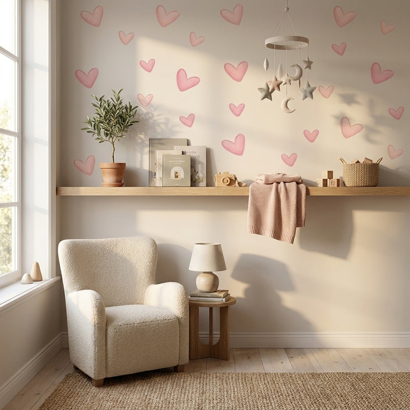 Stickers Muraux Cœurs Roses — Lot de 60