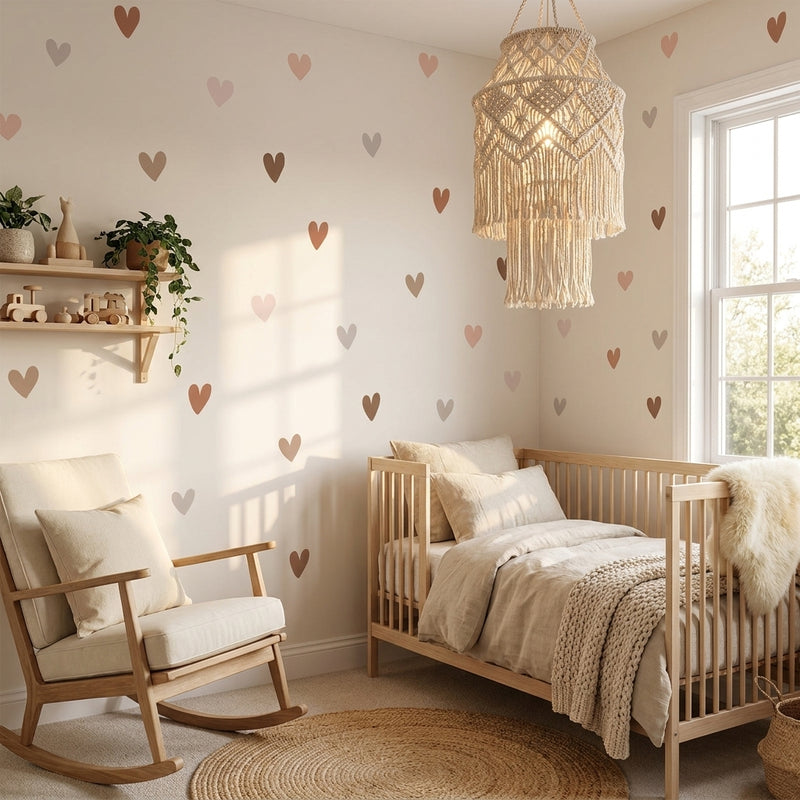 Boho Heart Wall Stickers — Soft Nursery Decor