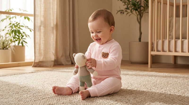 Cotton Bear Bodysuit — Solid Colour, 0-18 Months