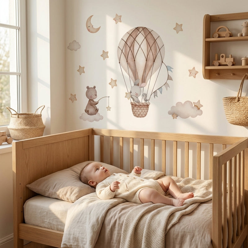 Hot Air Balloon & Animal Wall Stickers — Bedroom Decor