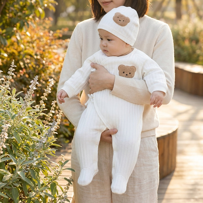All-Season Bear Romper — with Matching Hat