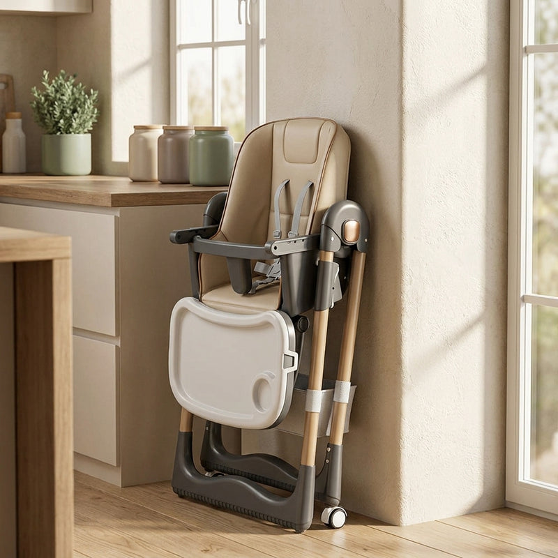 Reclining High Chair with Wheels — Foldable