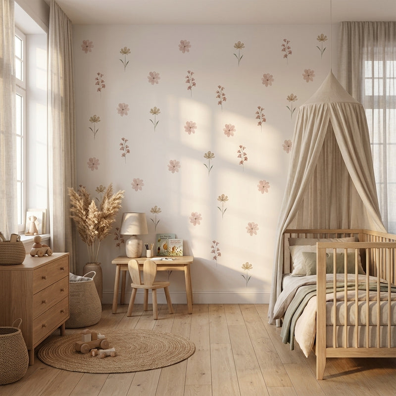 Watercolor Floral Wall Decals — Set of 28