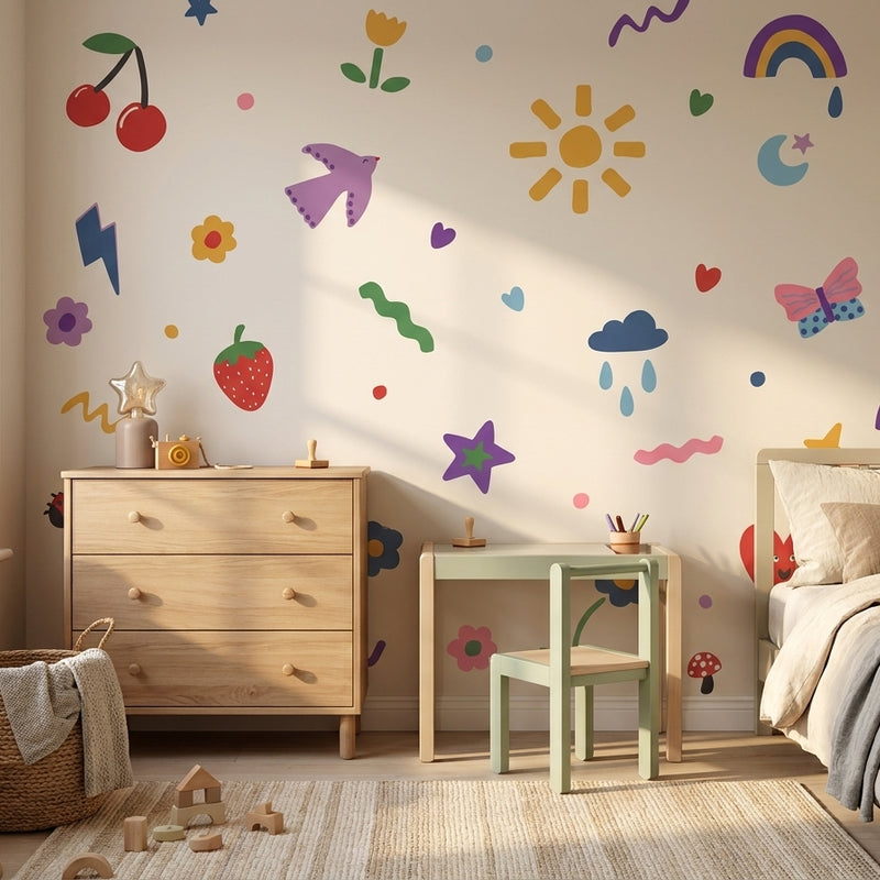 Colorful Doodle Wall Stickers — Removable