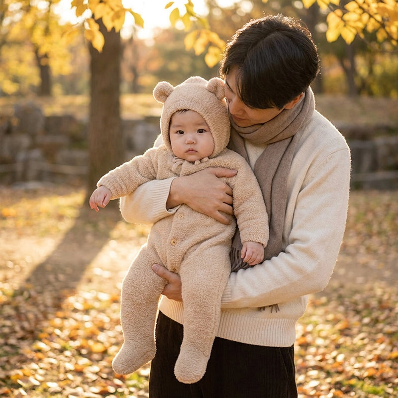 Plush Velvet Bear Jumpsuit — Autumn/Winter Softness