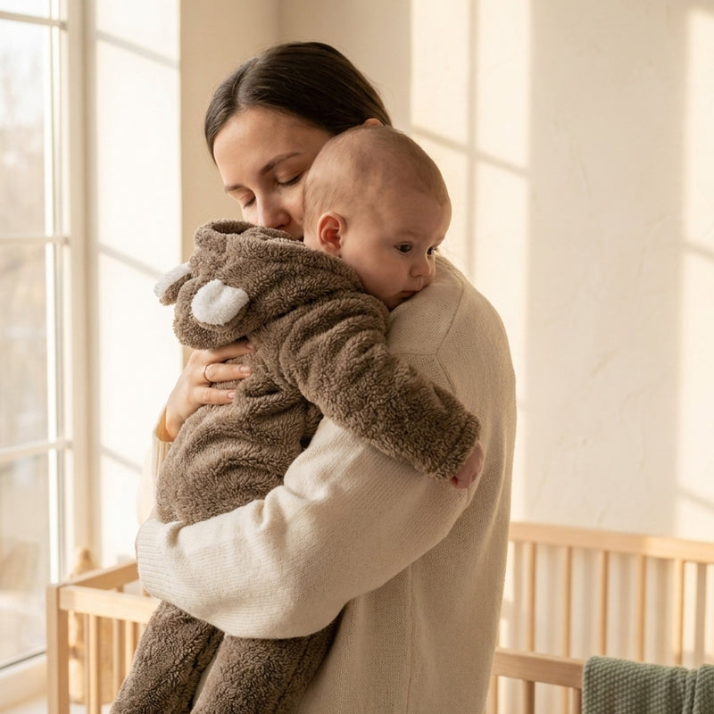 Bear Fleece Romper — Cosy Baby Sleepsuit