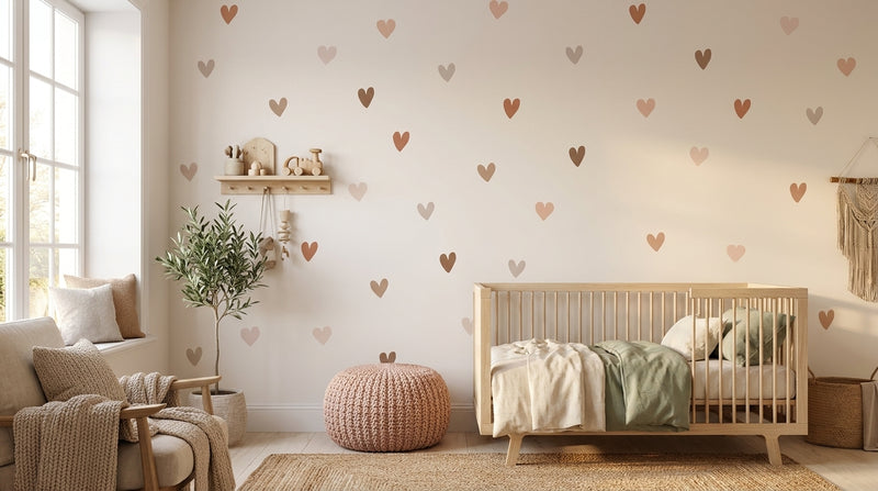 Boho Heart Wall Stickers — Soft Nursery Decor