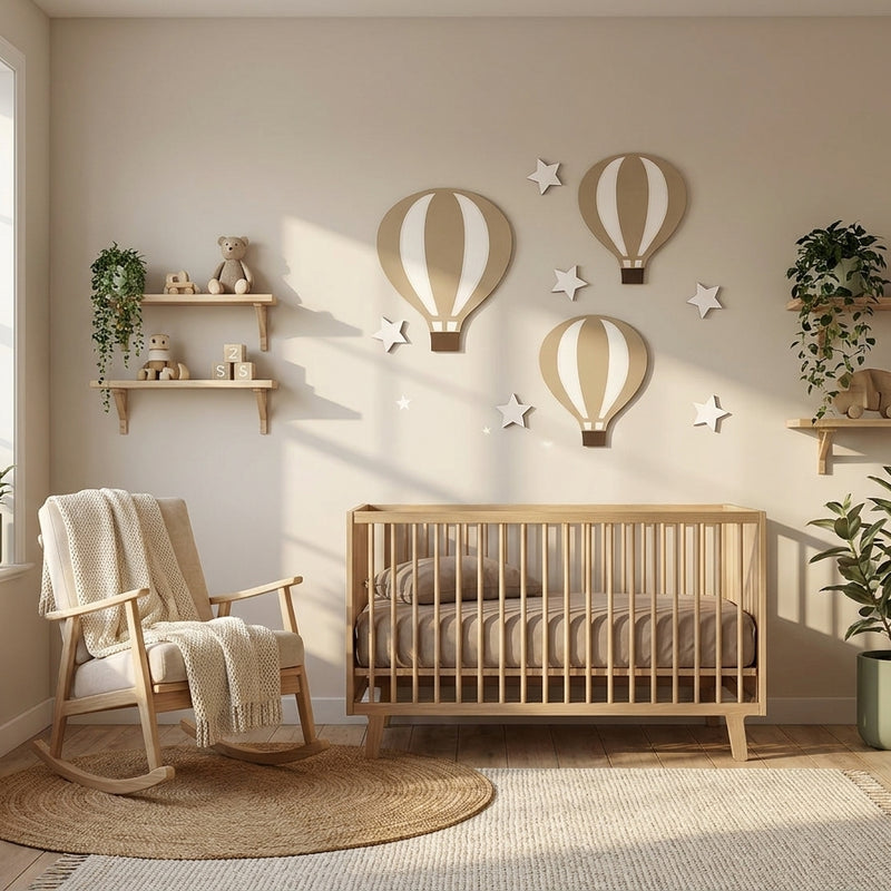 Décoration Murale en Bois — Montgolfières Rustiques