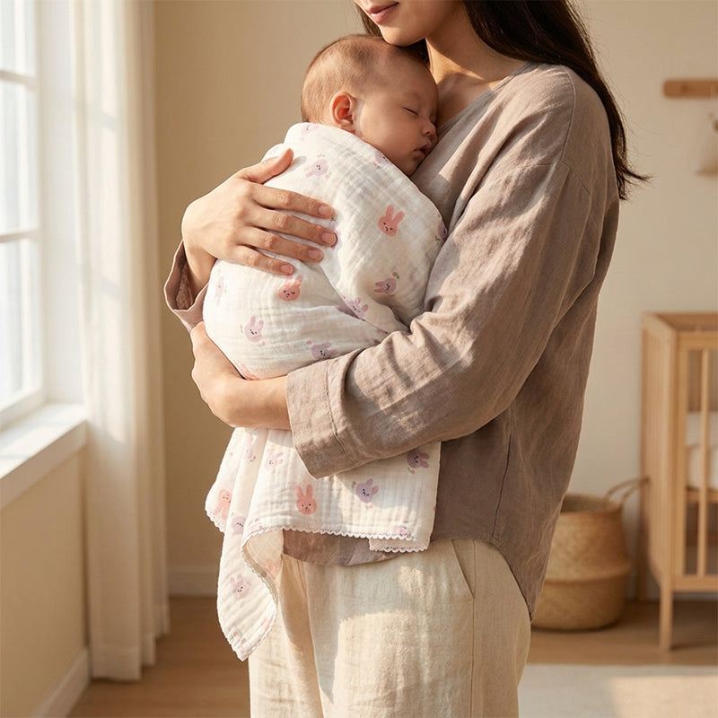 Double-Layer Swaddle Blanket — Soft Cotton Muslin