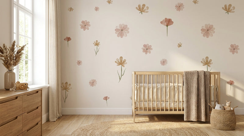 Boho Watercolor Flower Wall Stickers — Removable