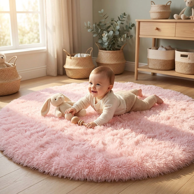 Fluffy Round Rug — Kids' Room Decor